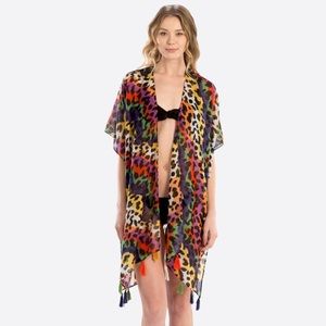 Multi colored leopard coverup